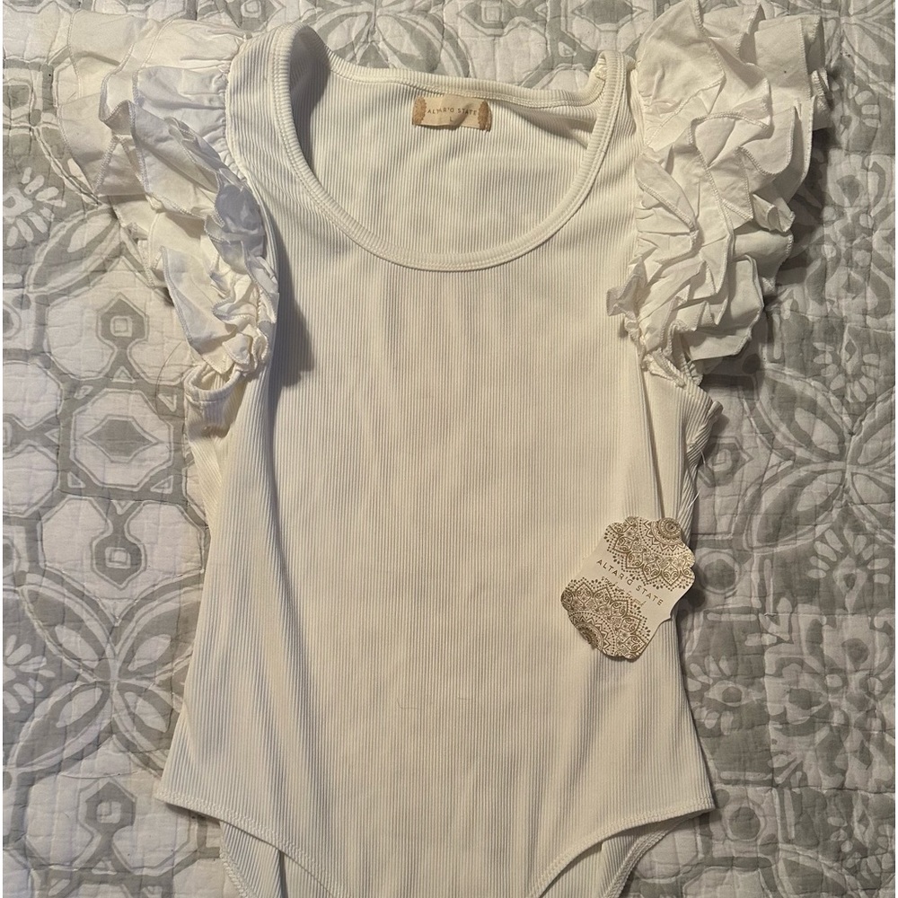 Altered state ruffle arm body suit